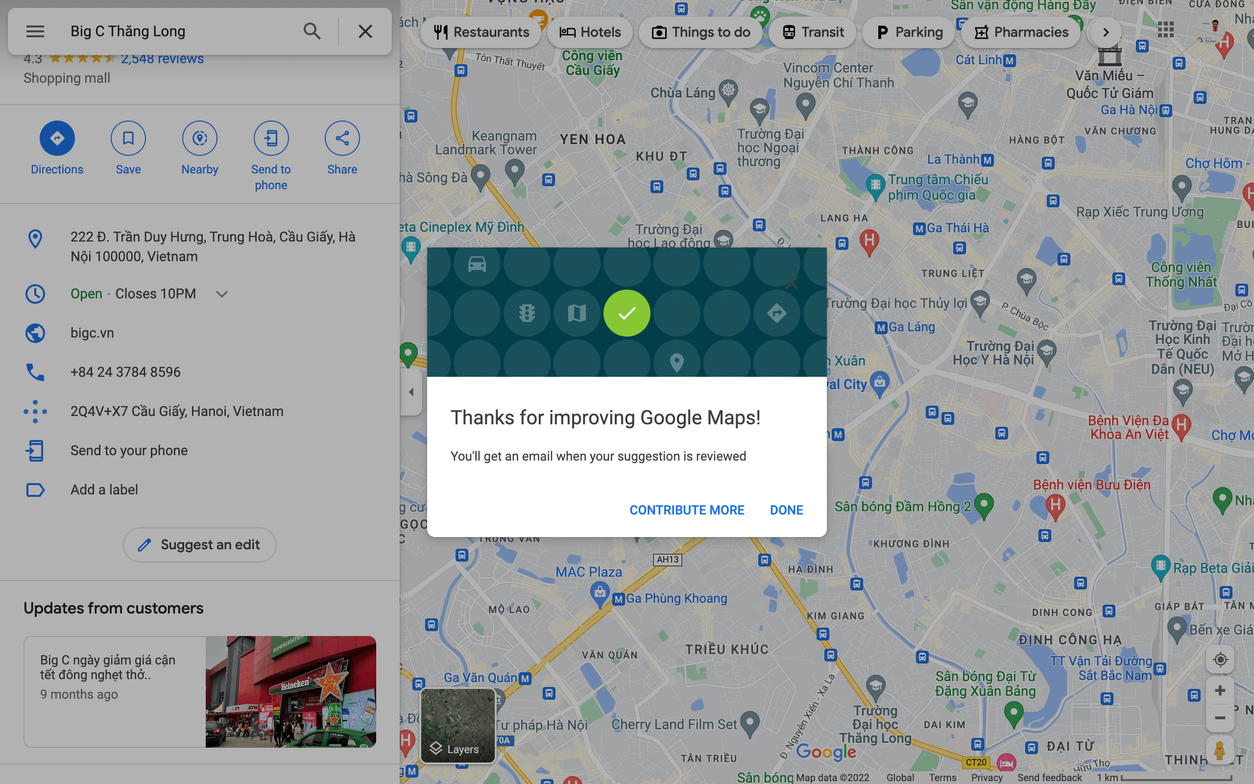 Yêu cầu chỉnh sửa thông tin trên địa điểm Google Maps