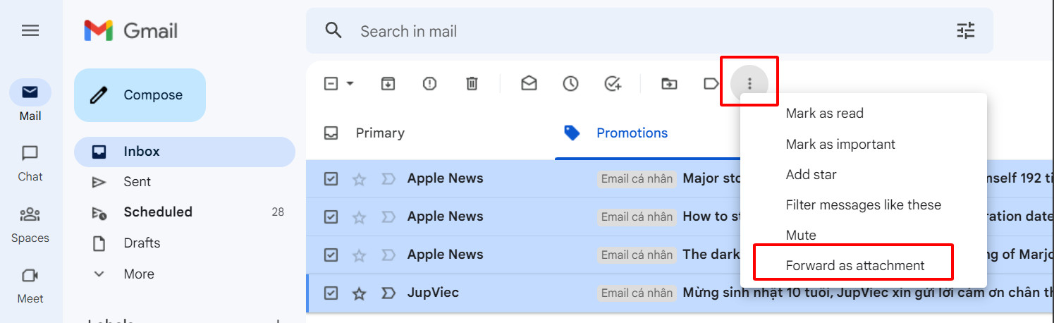Gửi email dưới dạng tệp đính kèm trên Gmail